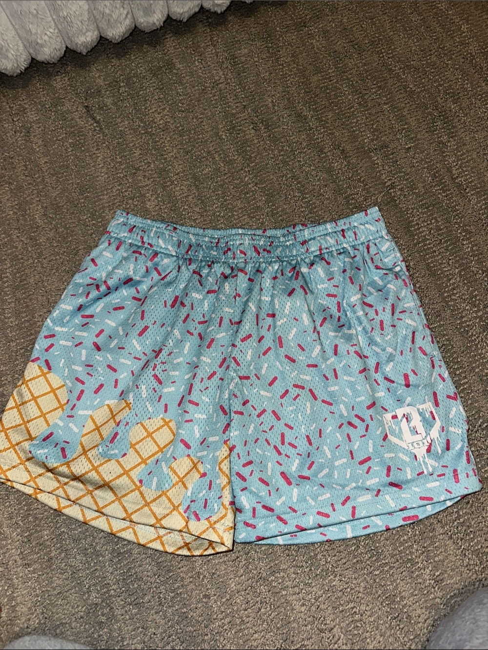 Men’s Baseball Lifestyle Light Blue Sprinkle Ice Cream Print Shorts